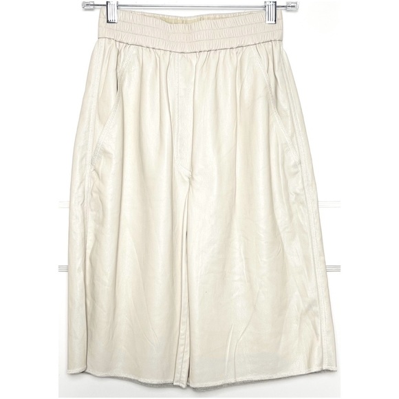 NANUSHKA Ivory Faux Leather High Rise Elastic Waist Knee Length Bermuda Short XS - Picture 10 of 16